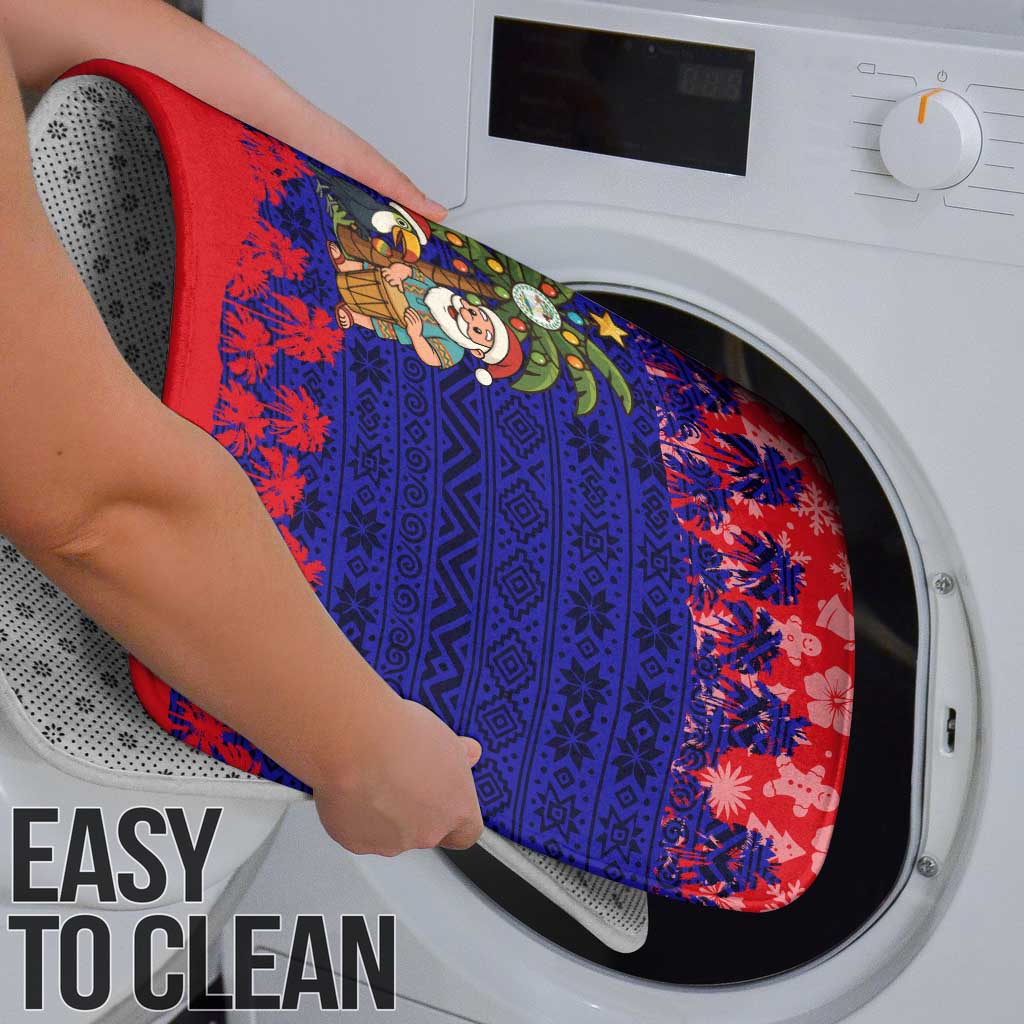 Belize Christmas Bathroom Set with Santa Toucan Palm Tree and Tribal Holiday Pattern - Wonder Print Shop