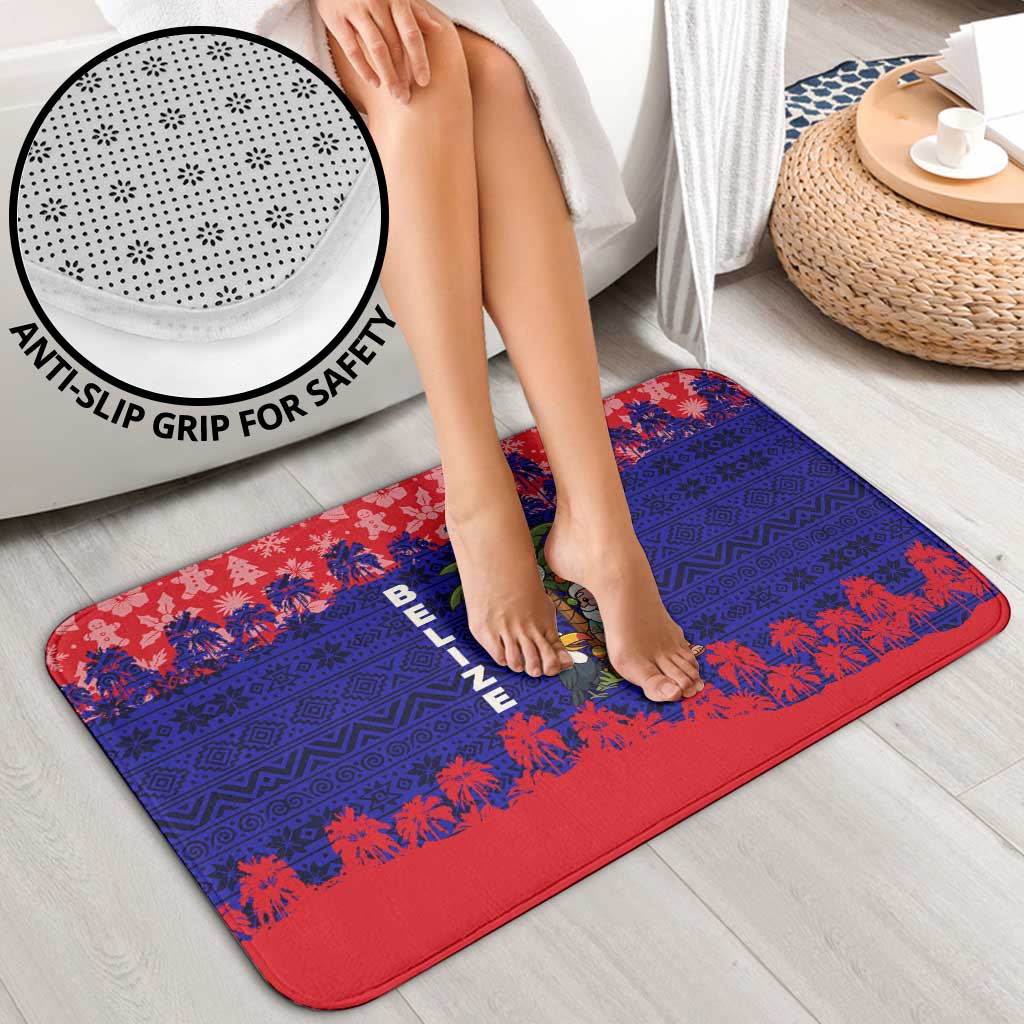 Belize Christmas Bathroom Set with Santa Toucan Palm Tree and Tribal Holiday Pattern - Wonder Print Shop