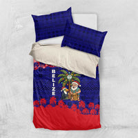 Belize Christmas Bedding Set with Santa Toucan Palm Tree and Tribal Holiday Pattern - Wonder Print Shop