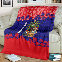Belize Christmas Blanket with Santa Toucan Palm Tree and Tribal Holiday Pattern - Wonder Print Shop