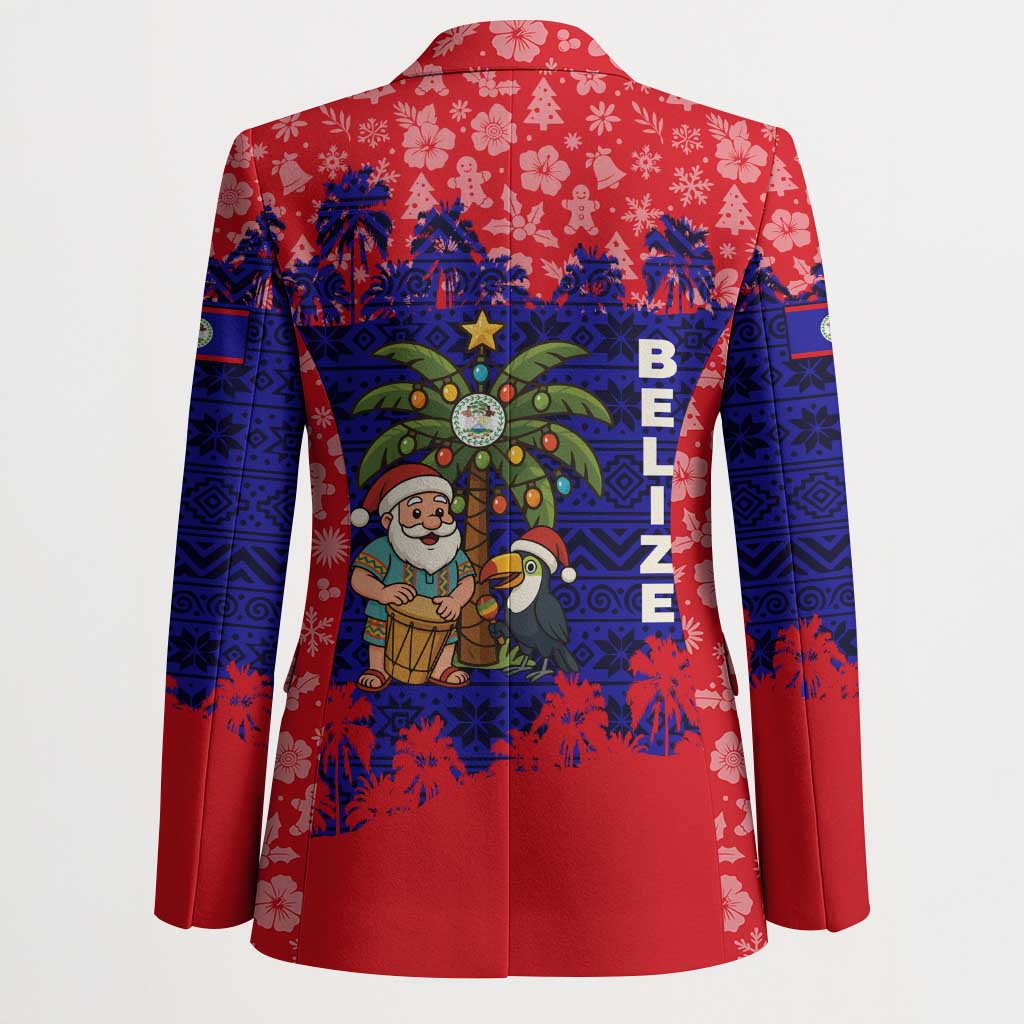 Belize Christmas Blazer with Santa Toucan Palm Tree and Tribal Holiday Pattern - Wonder Print Shop