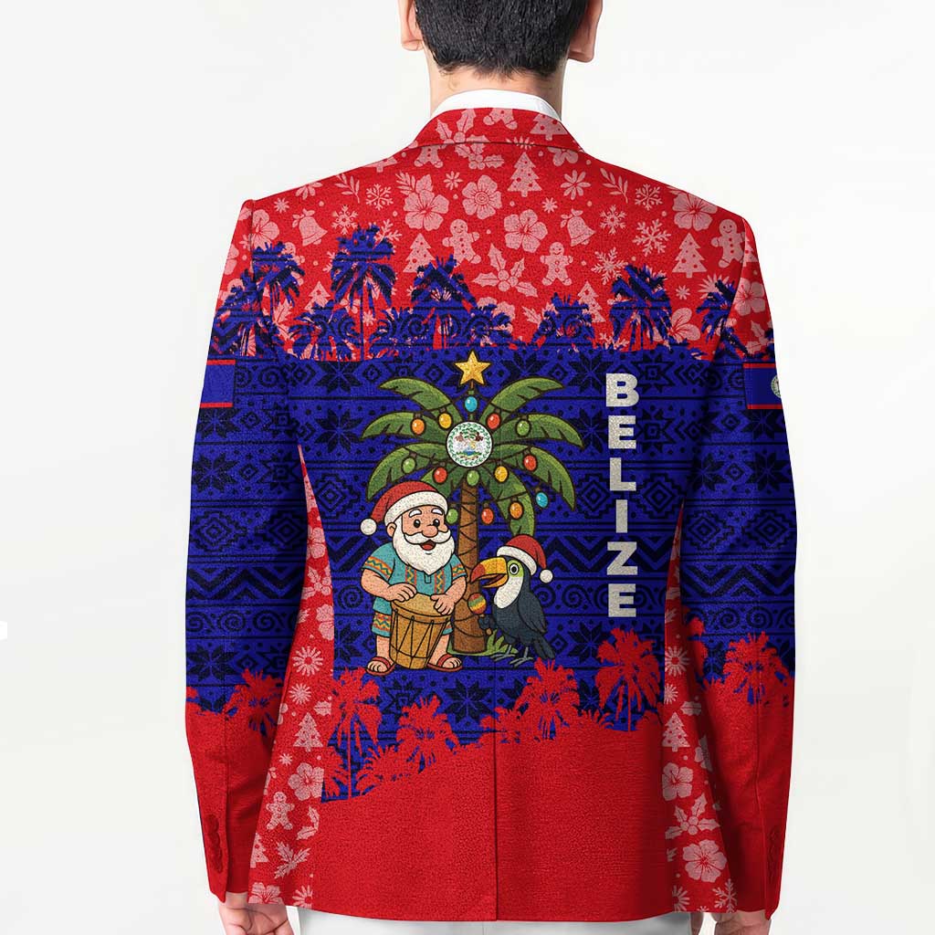 Belize Christmas Blazer with Santa Toucan Palm Tree and Tribal Holiday Pattern - Wonder Print Shop