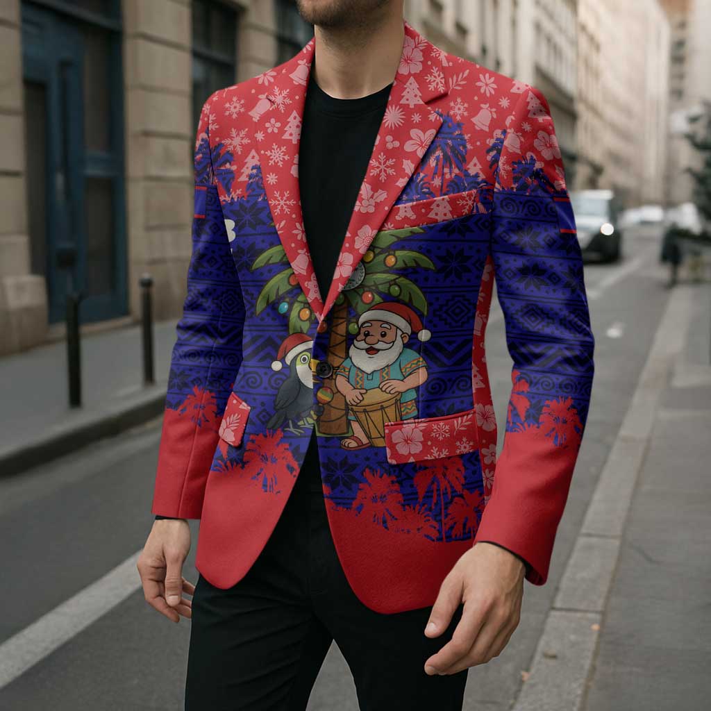 Belize Christmas Blazer with Santa Toucan Palm Tree and Tribal Holiday Pattern - Wonder Print Shop