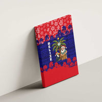Belize Christmas Canvas Wall Art with Santa Toucan Palm Tree and Tribal Holiday Pattern - Wonder Print Shop