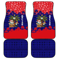 Belize Christmas Car Mats with Santa Toucan Palm Tree and Tribal Holiday Pattern - Wonder Print Shop