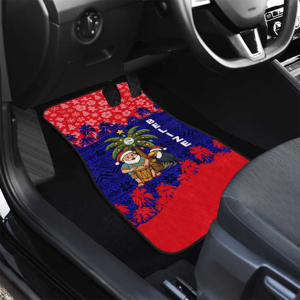Belize Christmas Car Mats with Santa Toucan Palm Tree and Tribal Holiday Pattern - Wonder Print Shop