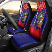 Belize Christmas Car Seat Cover with Santa Toucan Palm Tree and Tribal Holiday Pattern - Wonder Print Shop