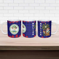 Belize Christmas Ceramic Mug with Santa Toucan Palm Tree and Tribal Holiday Pattern - Wonder Print Shop