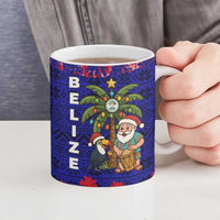 Belize Christmas Ceramic Mug with Santa Toucan Palm Tree and Tribal Holiday Pattern - Wonder Print Shop