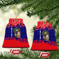 Belize Christmas Ceramic Ornament with Santa Toucan Palm Tree and Tribal Holiday Pattern - Wonder Print Shop