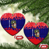 Belize Christmas Ceramic Ornament with Santa Toucan Palm Tree and Tribal Holiday Pattern - Wonder Print Shop