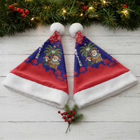 Belize Christmas Santa Hat with Santa Toucan Palm Tree and Tribal Holiday Pattern - Wonder Print Shop