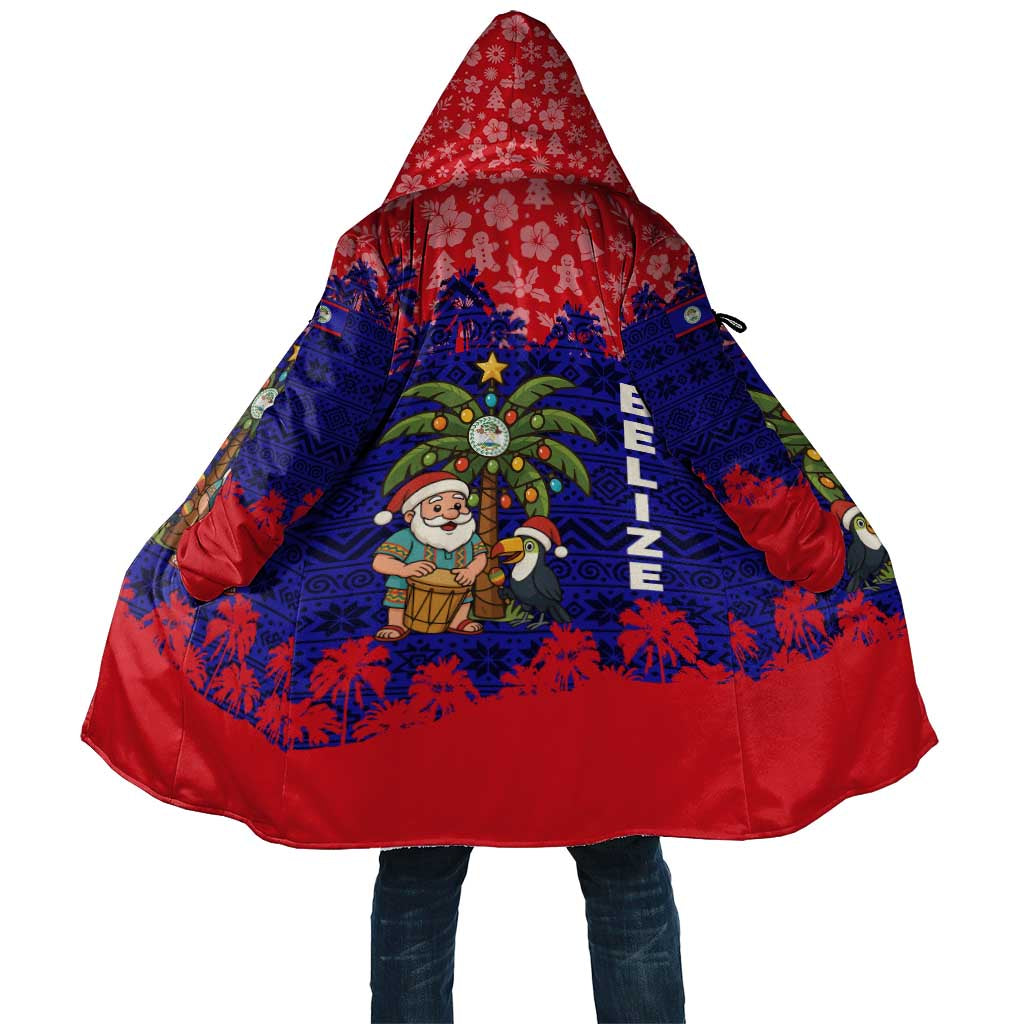 Belize Christmas Cloak with Santa Toucan Palm Tree and Tribal Holiday Pattern - Wonder Print Shop