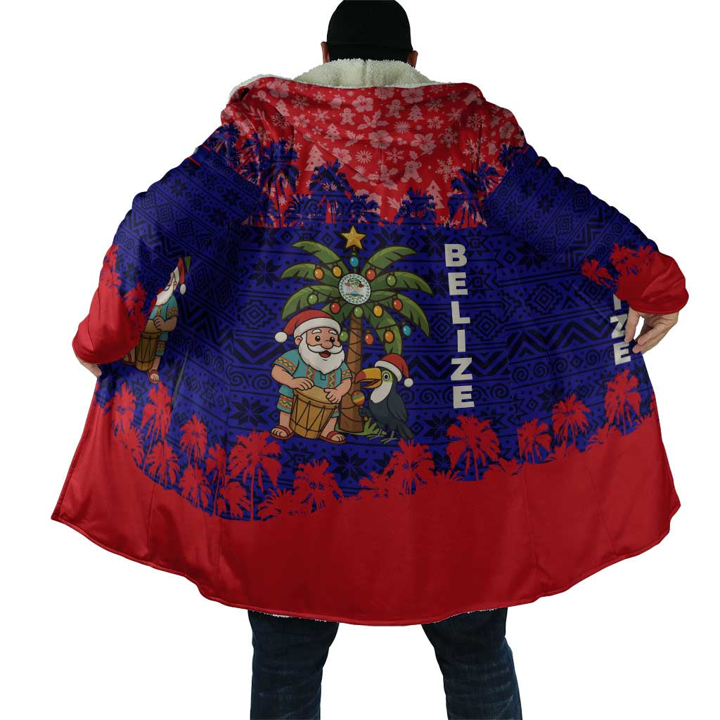 Belize Christmas Cloak with Santa Toucan Palm Tree and Tribal Holiday Pattern - Wonder Print Shop
