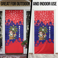 Belize Christmas Door Cover with Santa Toucan Palm Tree and Tribal Holiday Pattern - Wonder Print Shop