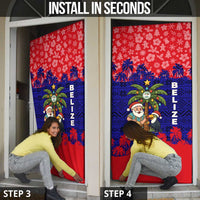 Belize Christmas Door Cover with Santa Toucan Palm Tree and Tribal Holiday Pattern - Wonder Print Shop