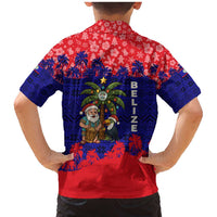 Belize Christmas Family Matching Mermaid Dress and Hawaiian Shirt with Santa Toucan Palm Tree and Tribal Holiday Pattern - Wonder Print Shop