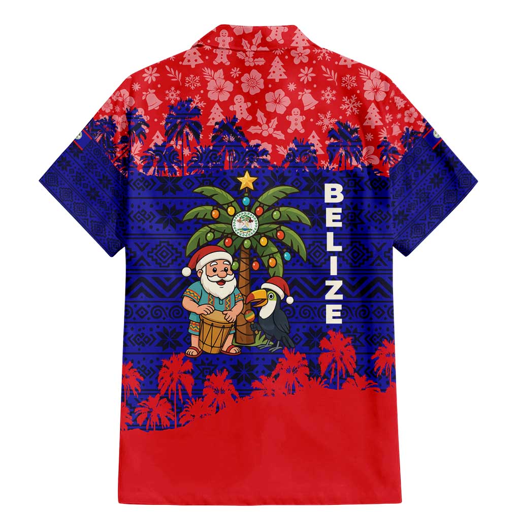 Belize Christmas Family Matching Mermaid Dress and Hawaiian Shirt with Santa Toucan Palm Tree and Tribal Holiday Pattern - Wonder Print Shop