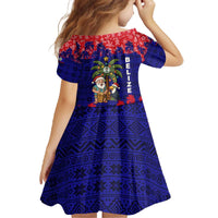 Belize Christmas Family Matching Off The Shoulder Long Sleeve Dress and Hawaiian Shirt with Santa Toucan Palm Tree and Tribal Holiday Pattern - Wonder Print Shop