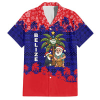 Belize Christmas Family Matching Off The Shoulder Long Sleeve Dress and Hawaiian Shirt with Santa Toucan Palm Tree and Tribal Holiday Pattern - Wonder Print Shop