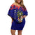 Belize Christmas Family Matching Off Shoulder Short Dress and Hawaiian Shirt with Santa Toucan Palm Tree and Tribal Holiday Pattern - Wonder Print Shop
