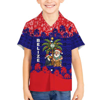 Belize Christmas Family Matching Summer Maxi Dress and Hawaiian Shirt with Santa Toucan Palm Tree and Tribal Holiday Pattern - Wonder Print Shop