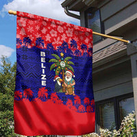Belize Christmas Garden Flag with Santa Toucan Palm Tree and Tribal Holiday Pattern - Wonder Print Shop