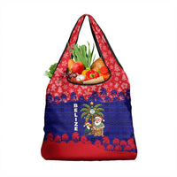 Belize Christmas Grocery Bag with Santa Toucan Palm Tree and Tribal Holiday Pattern - Wonder Print Shop