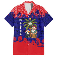 Belize Christmas Hawaiian Shirt with Santa Toucan Palm Tree and Tribal Holiday Pattern - Wonder Print Shop