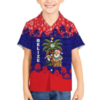 Belize Christmas Hawaiian Shirt with Santa Toucan Palm Tree and Tribal Holiday Pattern - Wonder Print Shop