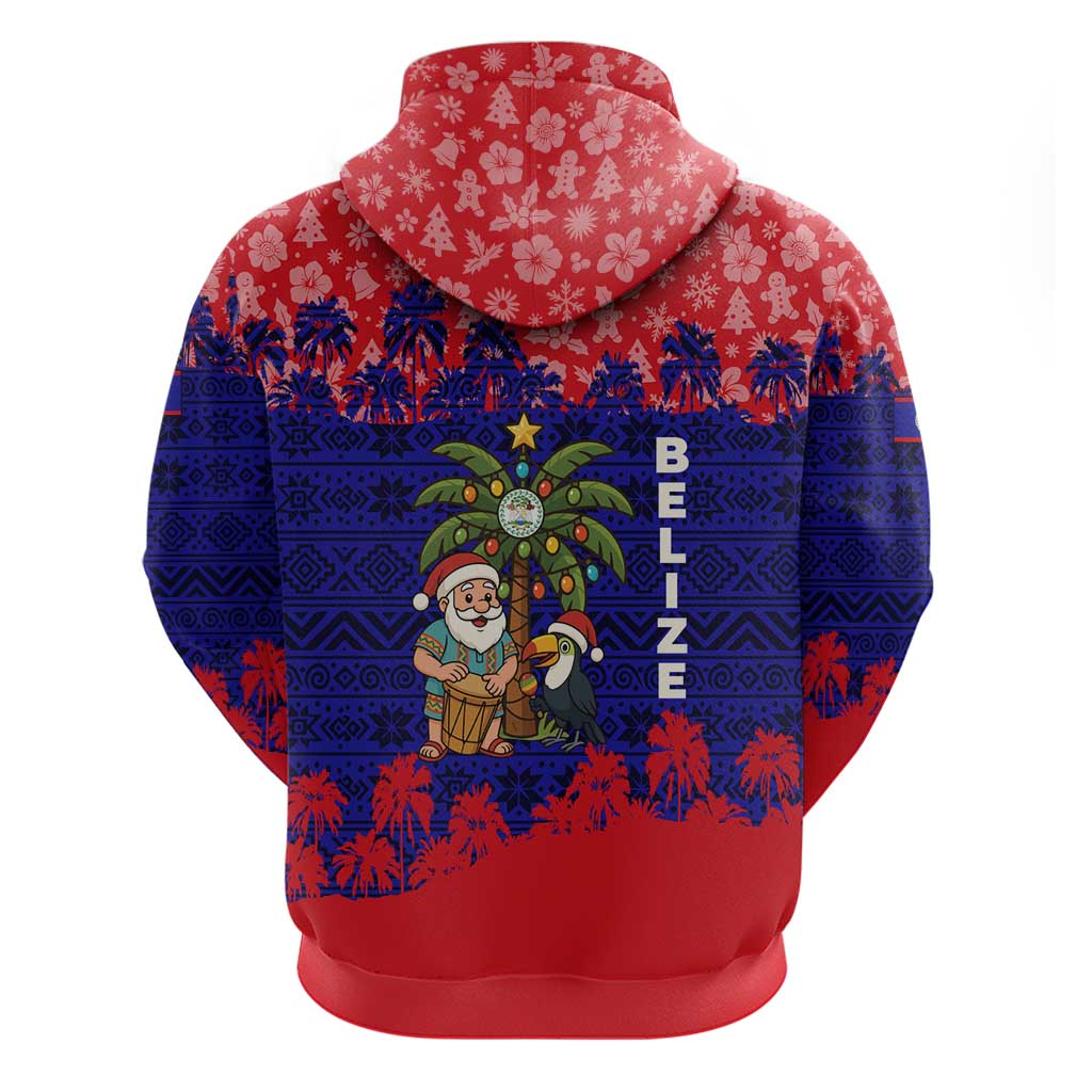 Belize Christmas Hoodie with Santa Toucan Palm Tree and Tribal Holiday Pattern - Wonder Print Shop