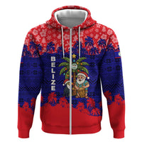 Belize Christmas Hoodie with Santa Toucan Palm Tree and Tribal Holiday Pattern - Wonder Print Shop