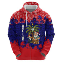 Belize Christmas Hoodie with Santa Toucan Palm Tree and Tribal Holiday Pattern - Wonder Print Shop