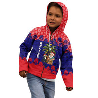Belize Christmas Kid Hoodie with Santa Toucan Palm Tree and Tribal Holiday Pattern - Wonder Print Shop