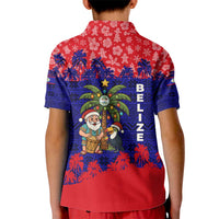 Belize Christmas Kid Polo Shirt with Santa Toucan Palm Tree and Tribal Holiday Pattern - Wonder Print Shop