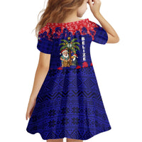 Belize Christmas Kid Short Sleeve Dress with Santa Toucan Palm Tree and Tribal Holiday Pattern - Wonder Print Shop