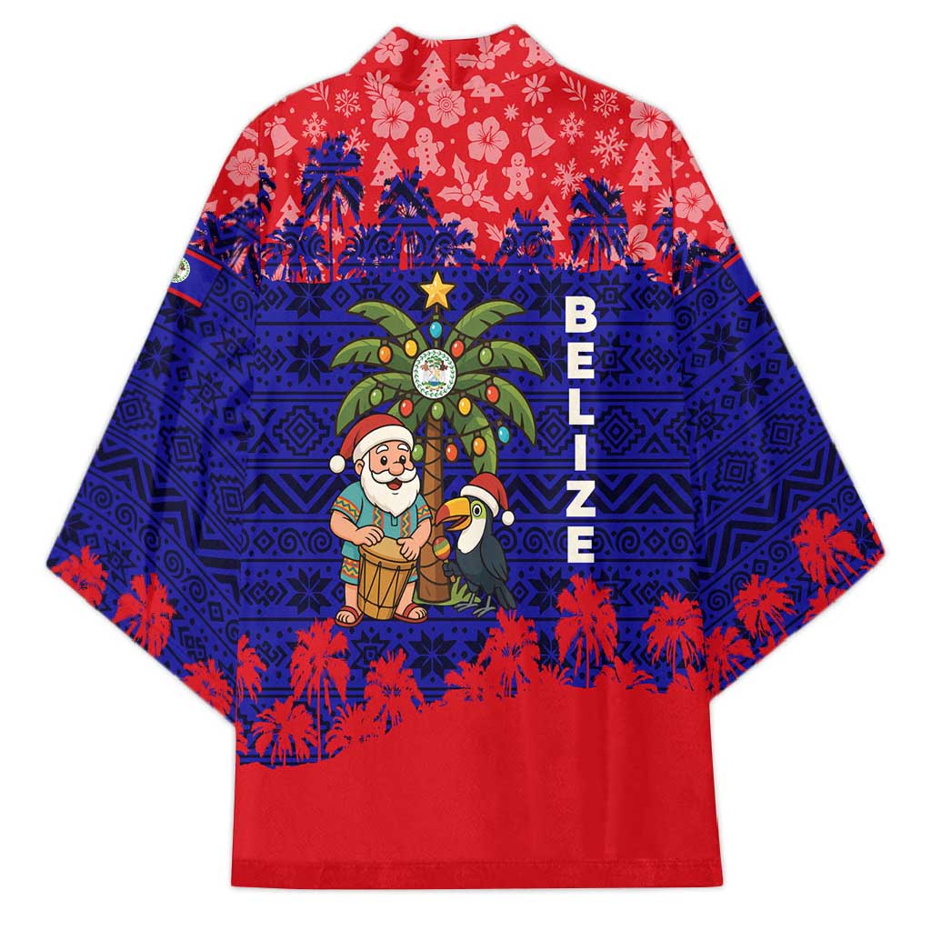 Belize Christmas Kimono with Santa Toucan Palm Tree and Tribal Holiday Pattern - Wonder Print Shop