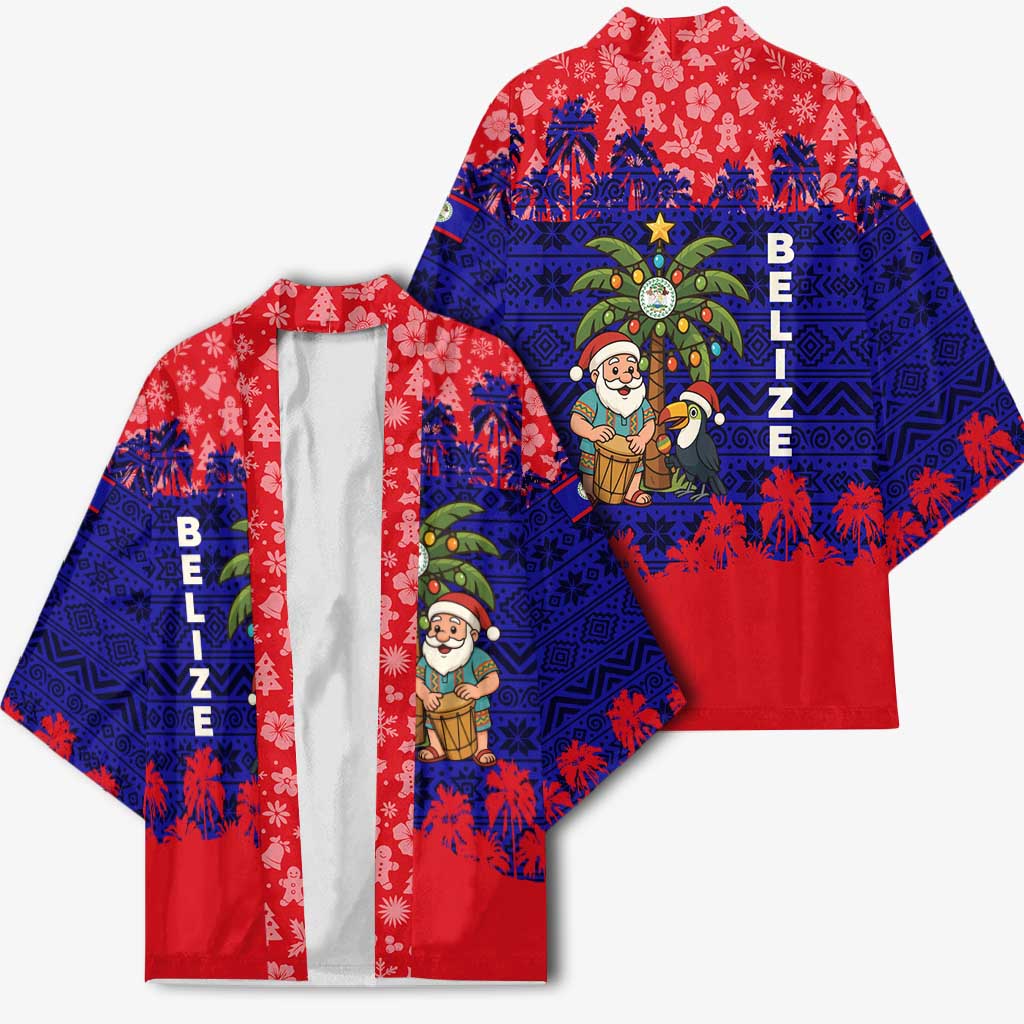 Belize Christmas Kimono with Santa Toucan Palm Tree and Tribal Holiday Pattern - Wonder Print Shop