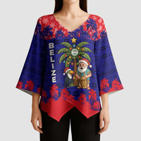 Belize Christmas Kimono Sleeve Blouse with Santa Toucan Palm Tree and Tribal Holiday Pattern - Wonder Print Shop