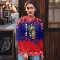 Belize Christmas Ugly Christmas Sweater with Santa Toucan Palm Tree and Tribal Holiday Pattern - Wonder Print Shop