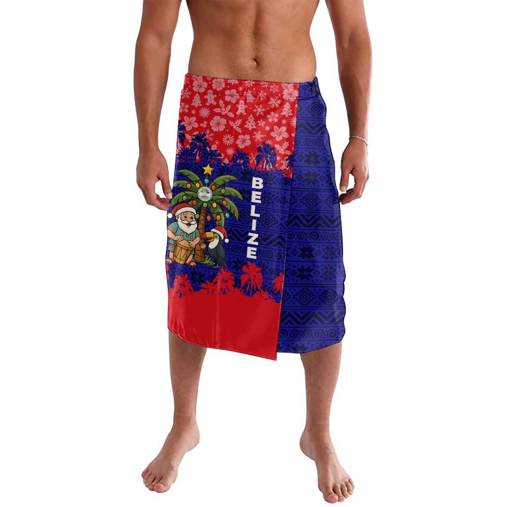 Belize Christmas Lavalava with Santa Toucan Palm Tree and Tribal Holiday Pattern - Wonder Print Shop