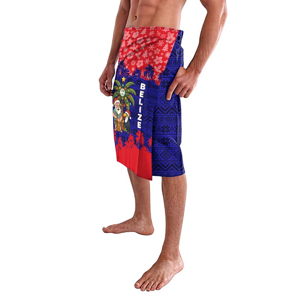 Belize Christmas Lavalava with Santa Toucan Palm Tree and Tribal Holiday Pattern - Wonder Print Shop