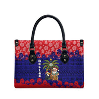Belize Christmas Leather Bag with Santa Toucan Palm Tree and Tribal Holiday Pattern - Wonder Print Shop