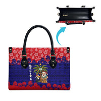 Belize Christmas Leather Bag with Santa Toucan Palm Tree and Tribal Holiday Pattern - Wonder Print Shop