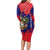 Belize Christmas Long Sleeve Bodycon Dress with Santa Toucan Palm Tree and Tribal Holiday Pattern - Wonder Print Shop