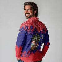 Belize Christmas Long Sleeve Polo Shirt with Santa Toucan Palm Tree and Tribal Holiday Pattern - Wonder Print Shop