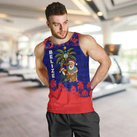 Belize Christmas Men Tank Top with Santa Toucan Palm Tree and Tribal Holiday Pattern - Wonder Print Shop