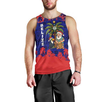 Belize Christmas Men Tank Top with Santa Toucan Palm Tree and Tribal Holiday Pattern - Wonder Print Shop