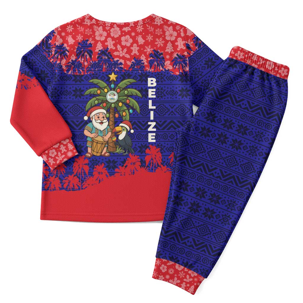 Belize Christmas Pajama Set with Santa Toucan Palm Tree and Tribal Holiday Pattern - Wonder Print Shop