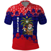 Belize Christmas Polo Shirt with Santa Toucan Palm Tree and Tribal Holiday Pattern - Wonder Print Shop